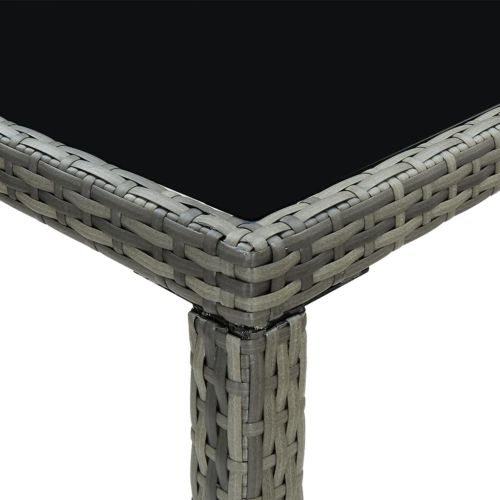 Градински бар комплект с възглавници, 7 части, полиратан, сив