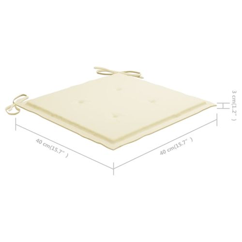 Градински столове с кремави възглавници 6 бр тиково дърво масив