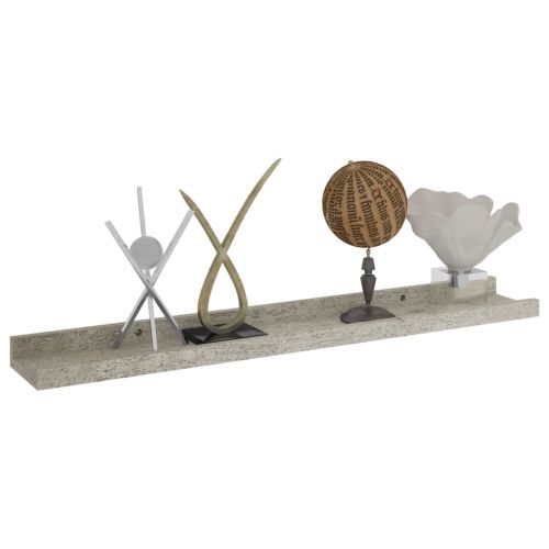 Стенни рафтове, 4 бр, бетонно сиви, 60x9x3 см