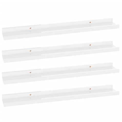 Стенни рафтове, 4 бр, бял гланц, 60x9x3 см