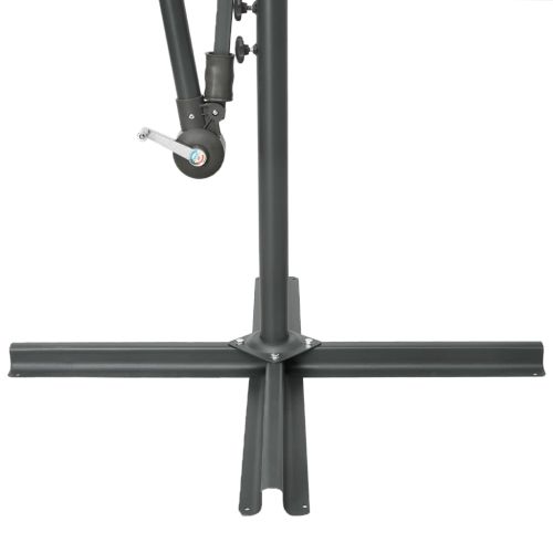 Конзолен градински чадър с LED и стоманен стълб теракота