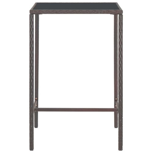 Градински бар комплект с възглавници, 3 части, кафяв полиратан