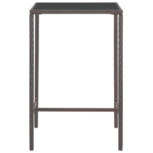 Градински бар комплект с възглавници, 5 части, кафяв полиратан