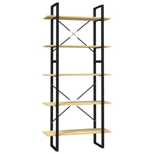 5-етажен шкаф библиотека, 80x30x175 см, борово дърво масив