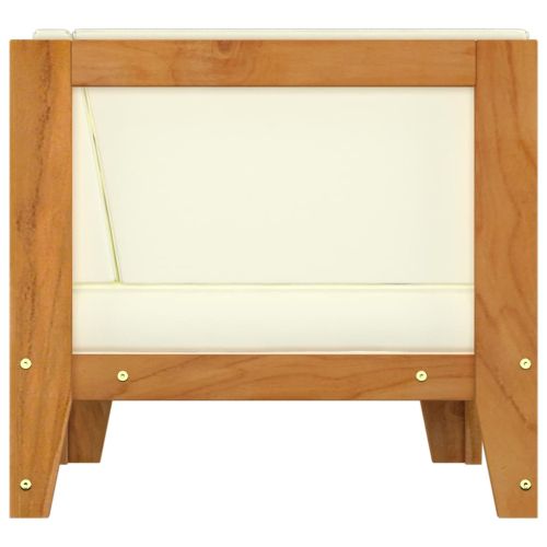 Модулен ъглов диван с кремавобели възглавници, акация масив