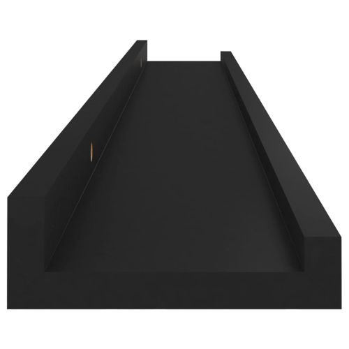Стенни рафтове, 4 бр, черни, 80x9x3 см