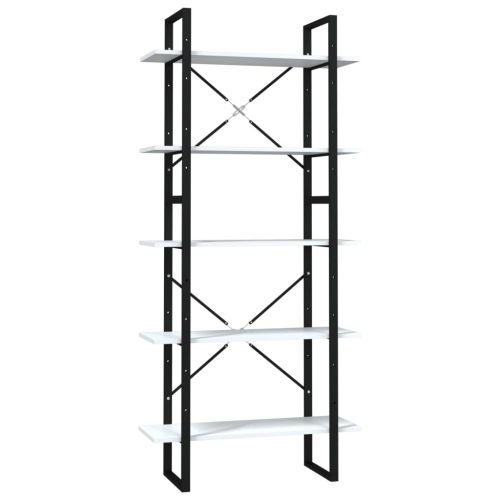 5-етажна библиотека, бяла, 80x30x175 см, инженерна дървесина