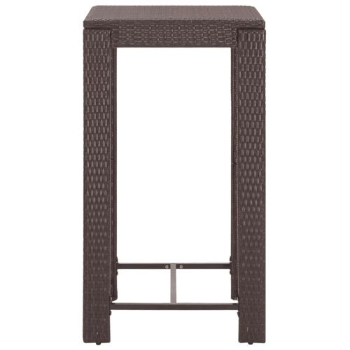 Градински бар комплект с възглавници, 3 части, кафяв полиратан