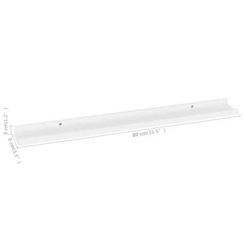 Стенни рафтове, 4 бр, бели, 80x9x3 см