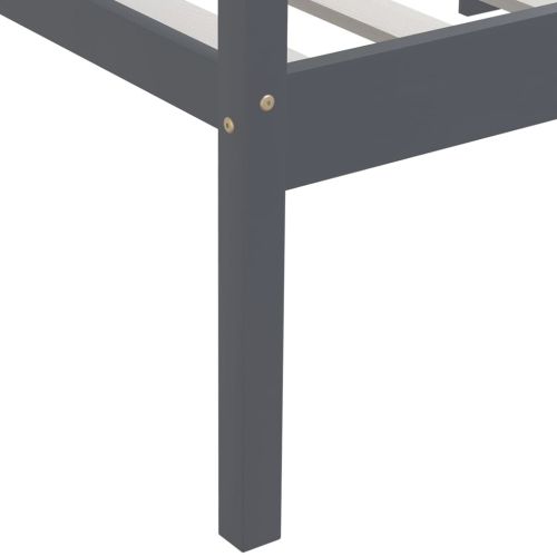 Рамка за легло, тъмносива, бор масив, 90x200 см