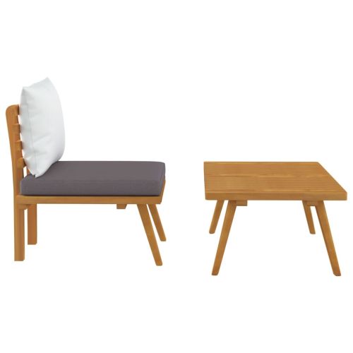 Градински комплект с възглавници, 2 части, акациево дърво масив