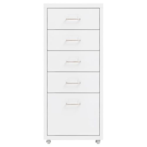 Мобилен офис шкаф, бял, 28x41x69 см, метал