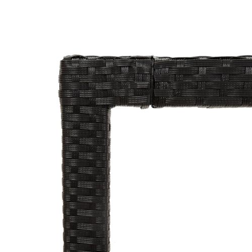 Градински комплект с възглавници, 5 части, черен полиратан