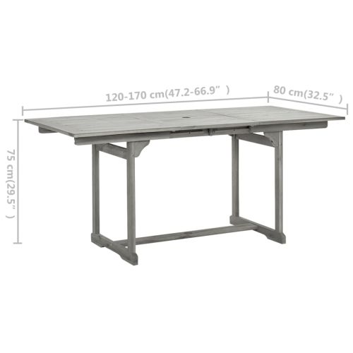 Градинска трапезна маса (120-170)x80x75 cм акациево дърво масив