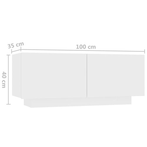ТВ шкаф с LED осветление, бял, 300x35x40 см