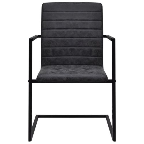 Конзолни трапезни столове, 2 бр, черни, изкуствена кожа