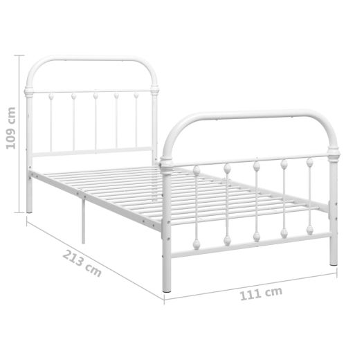 Рамка за легло, бяла, метал, 100x200 cм