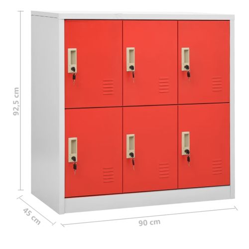 Заключващи шкафове 5 бр светлосиво/червено 90x45x92,5см стомана