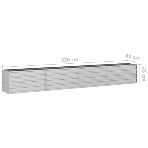 Повдигната градинска леха, 320x40x45 см, стомана, сребриста