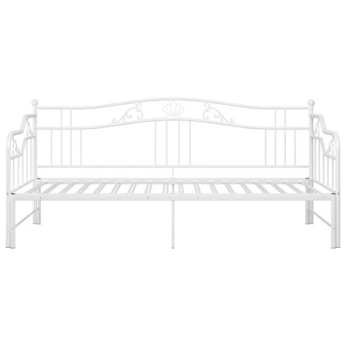 Рамка за легло, разтегателен диван, бяла, метал, 90x200 см