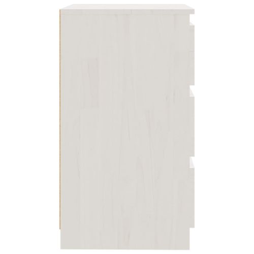Нощни шкафчета, 2 бр, бели, 60x36x64 см, бор масив