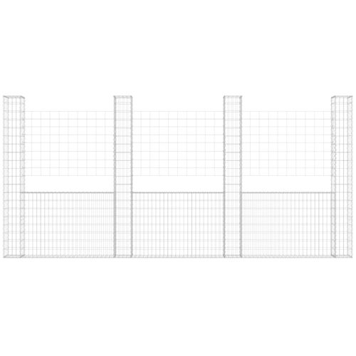 U-образна габионна кошница с 5 стълба, желязо, 500x20x200 см