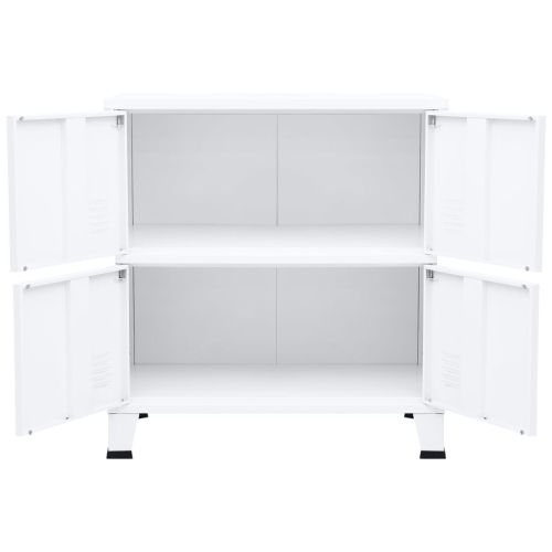 Индустриален скрин за съхранение, бял, 75x40x80 cм, стомана