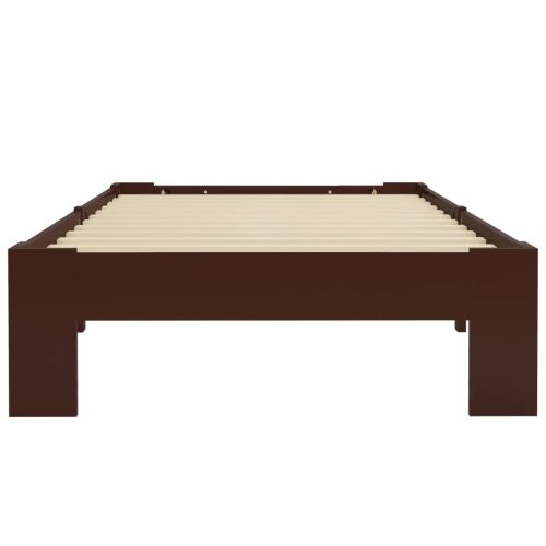 Рамка за легло, тъмнокафява, бор масив, 90x200 см