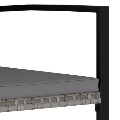 Градински трапезен комплект от 5 части, сив полиратан