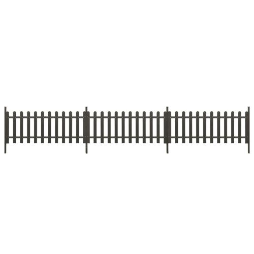 Дъсчена ограда с колчета, 3 бр, WPC, 614x80 см