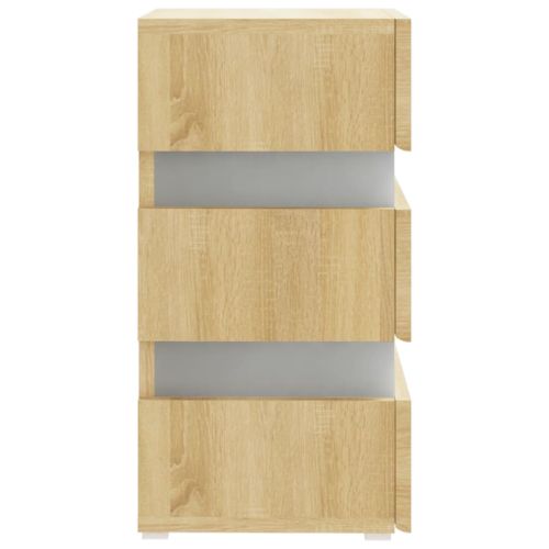 Нощно шкафче с LED, сонома дъб, 45x35x67 см, инженерно дърво