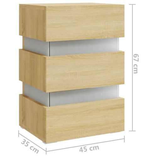 Нощно шкафче с LED, сонома дъб, 45x35x67 см, инженерно дърво