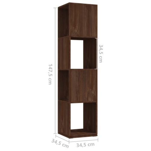Въртящ се шкаф, кафяв дъб, 34,5x34,5x75,5 см, инженерно дърво