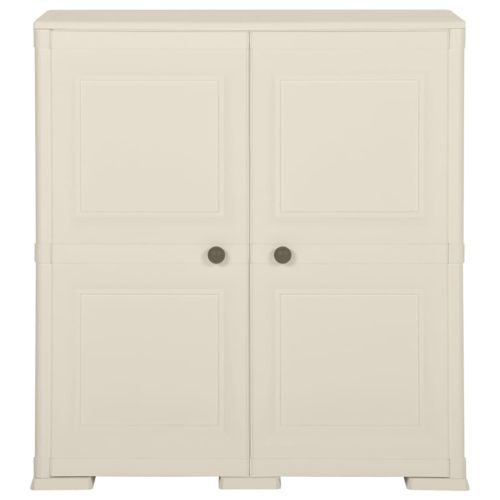 Пластмасов шкаф, 79x43x85,5 см, дървен дизайн, ванилов лед