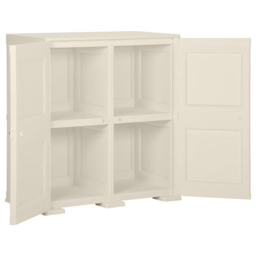 Пластмасов шкаф, 79x43x85,5 см, дървен дизайн, ванилов лед