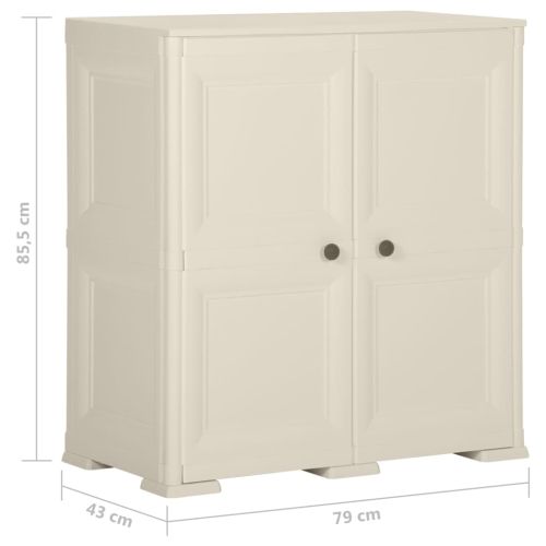Пластмасов шкаф, 79x43x85,5 см, дървен дизайн, ванилов лед