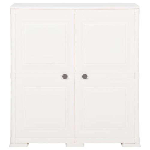 Пластмасов шкаф, 79x43x85,5 см, дървен дизайн, ангорско бяло