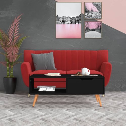 Кафе маса, черна, 100x49,5x43 см, инженерно дърво