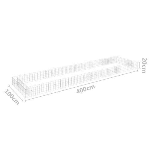 Габион повдигната леха, поцинкована стомана, 400x100x20 cм