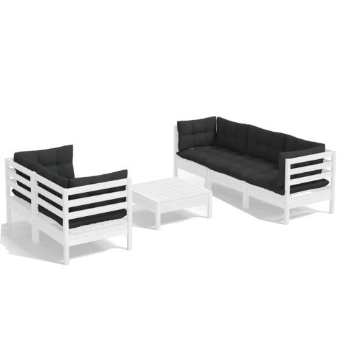 Градински лаундж комплект с възглавници антрацит, 6 части, бор