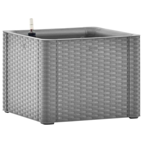 Градинска повдигната леха, самополивна, сива, 43x43x33 см