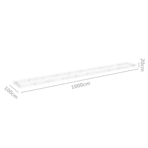 Габион повдигната леха, поцинкована стомана, 1000x100x20 cм