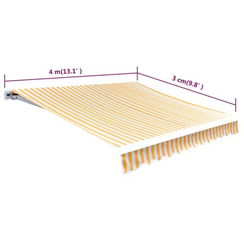 Платно за тента, жълто и бяло, 4x3 м (рамка не е включена)