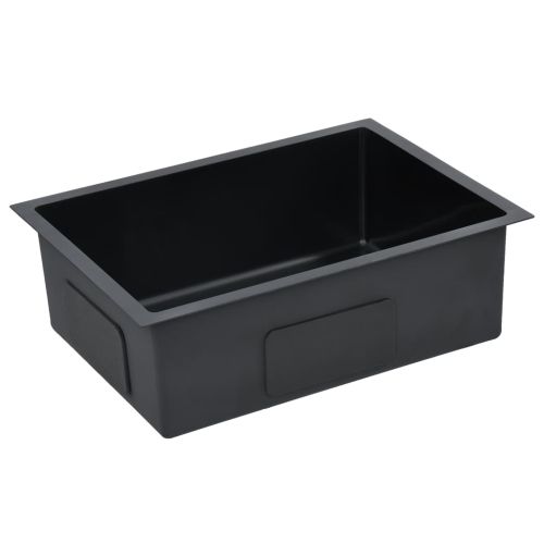 Ръчно изработена кухненска мивка, черна, неръждаема стомана