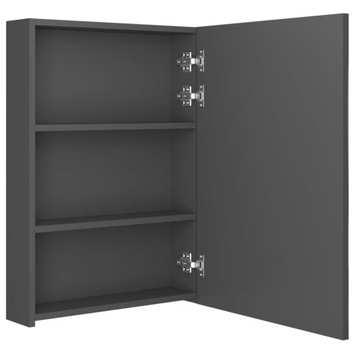 LED шкаф с огледало за баня, сив, 50x13x70 см