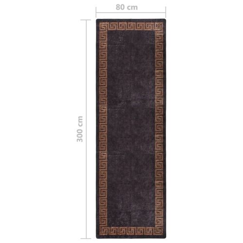 Килим, миещ се, черно и златисто, 80x300 см