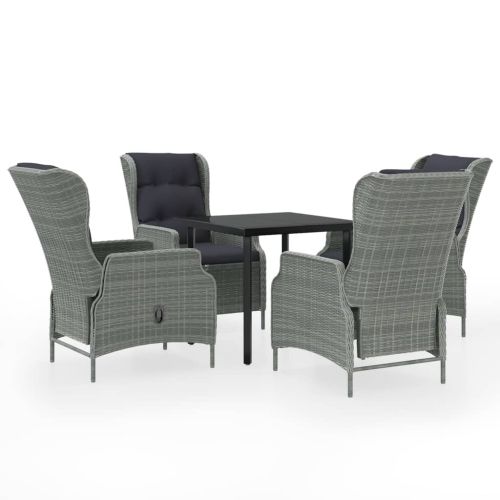 Градински трапезен комплект, 5 части, светлосив