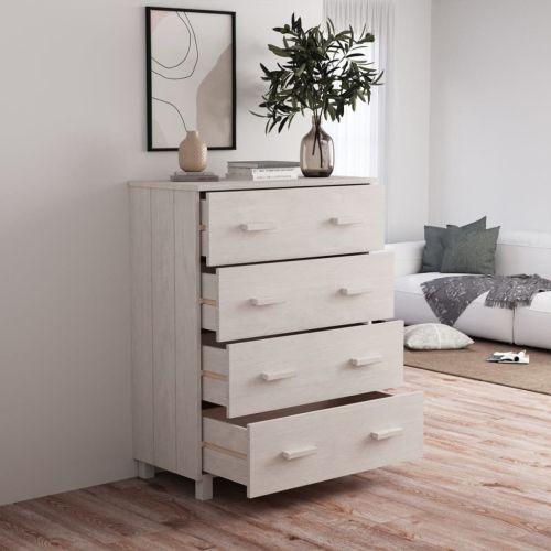 Сайдборд HAMAR бял 79x40x103,5 см борово дърво масив