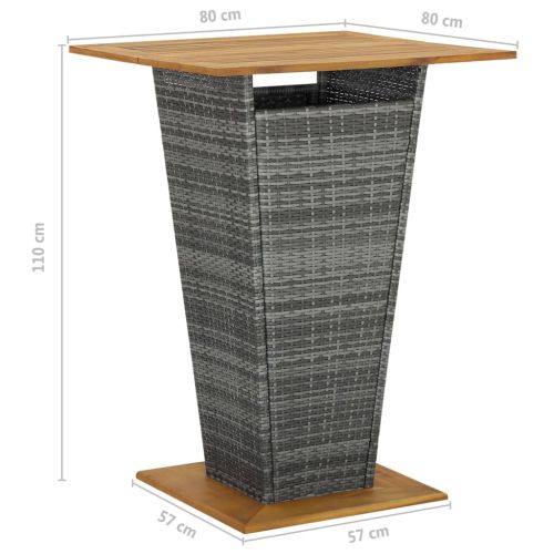 Градински бар комплект с възглавници, 5 части, сив полиратан