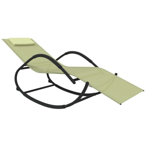 Люлеещ се шезлонг, кремав, стомана и textilene